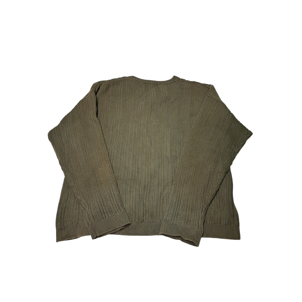 Eddie Bauer Mens XXL Tall Olive Green Ribbed Knit Cotton Crewneck Sweater - Picture 3 of 6